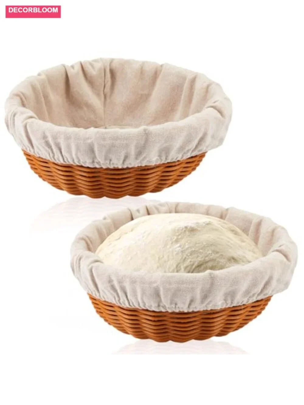 2 Pack 8.66 Inch Sourdough Bread Proofing Baskets with Liners PP Material